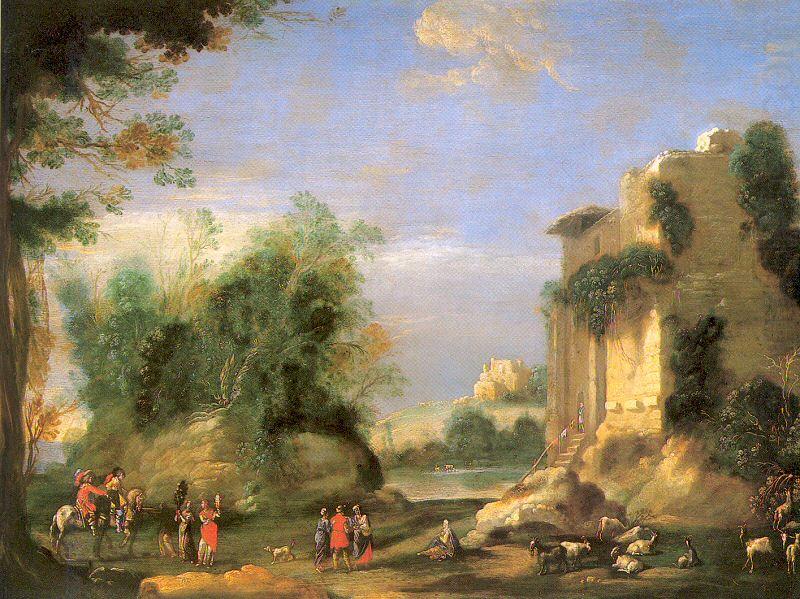 Napoletano, Filippo Landscape with Ruins and Figures china oil painting image
